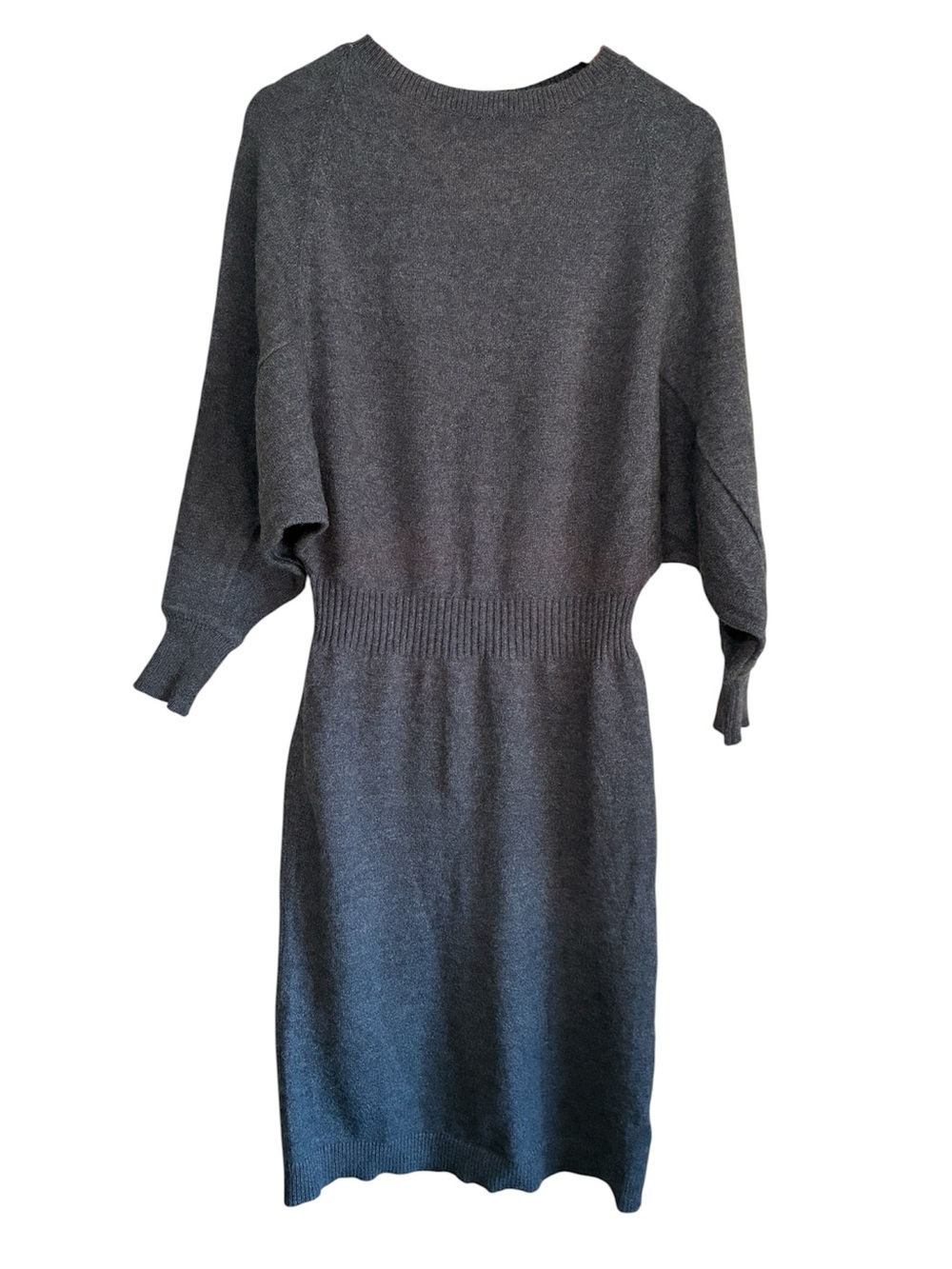 Stitchdrop Women's Gray Ribbed Waist Dolman Sweater Dress Size Medium